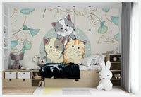 3D Kedi Desenli Duvar Kağıdı Poster