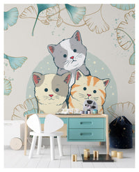 3D Kedi Desenli Duvar Kağıdı Poster
