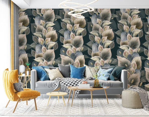 Desenli 3D Sıralı Yaprak Duvar Kağıdı Poster