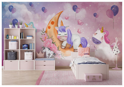 Unicorn Desenli 3D Duvar Kağıdı