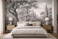 Siyah Beyaz Pastoral Manzara Duvar Kağıdı Poster MUR-G0013