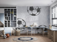 Futbol Topu Eskitme Görünümlü Duvar Kağıdı Poster