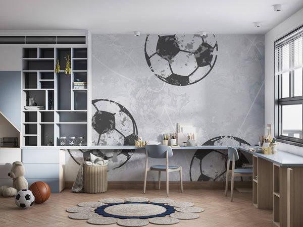 Futbol Topu Eskitme Görünümlü Duvar Kağıdı Poster
