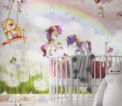 Pony ve Dostları Gökkuşağı Altında Duvar Kağıdı