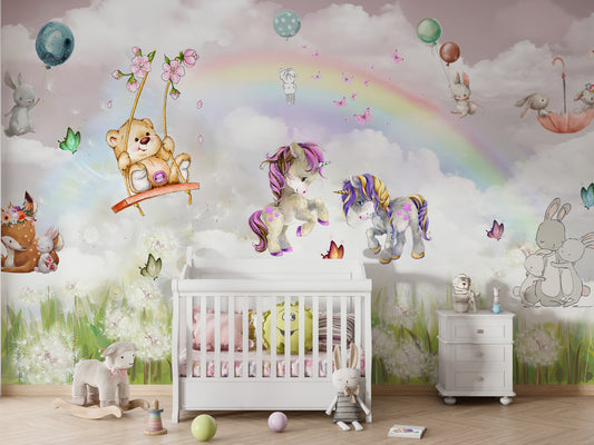 Pony ve Dostları Gökkuşağı Altında Duvar Kağıdı