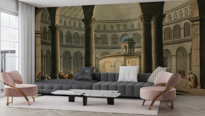 Tapınak Figürlü 3D Duvar Kağıdı