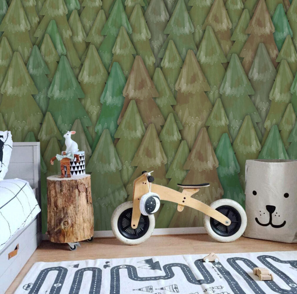 Sıralı Çam Ağacı Desenli 3D Duvar Kağıdı | Duvar Kağıdı Marketi
