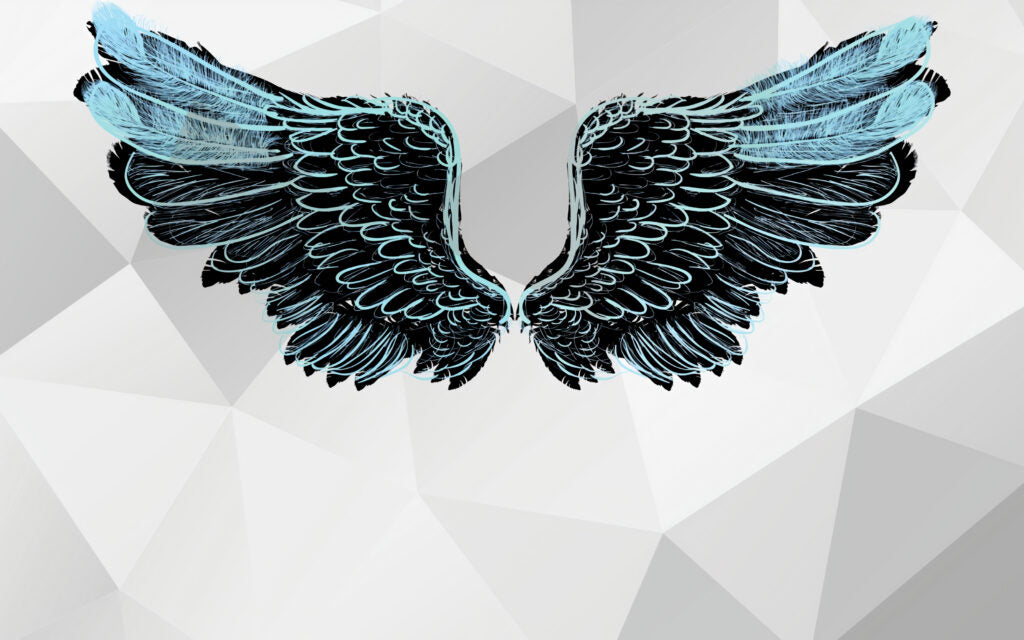 Desenli 3D Mavi Kanat Duvar Kağıdı Poster