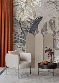 Desenli 3D Yaprak Çiçek Duvar Kağıdı Poster