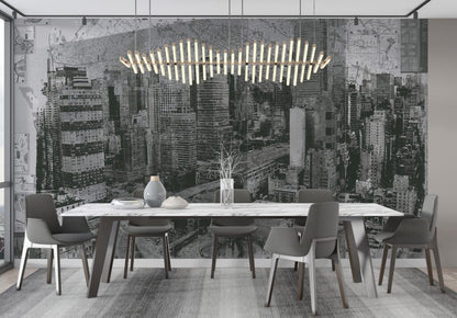 3D Siyah Beyaz Şehir Fotoğrafı Desenli Duvar Kağıdı | Duvar Kağıdı Marketi