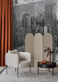 Beyaz Şehir Fotoğrafı Desenli 3D Siyah Duvar Kağıdı Poster