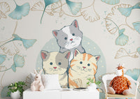 3D Kedi Desenli Duvar Kağıdı Poster
