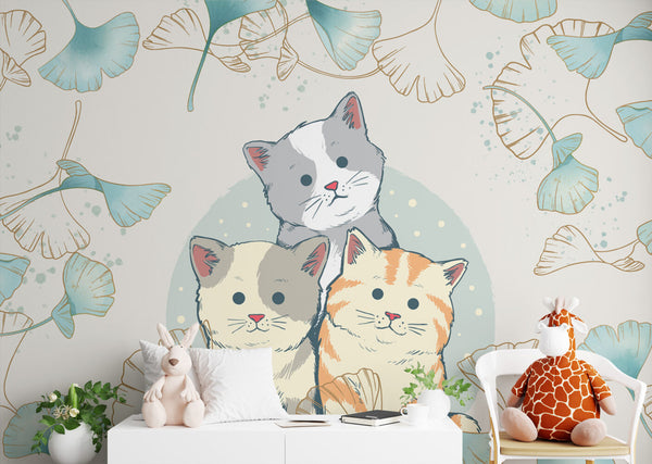 3D Kedi Desenli Duvar Kağıdı Poster
