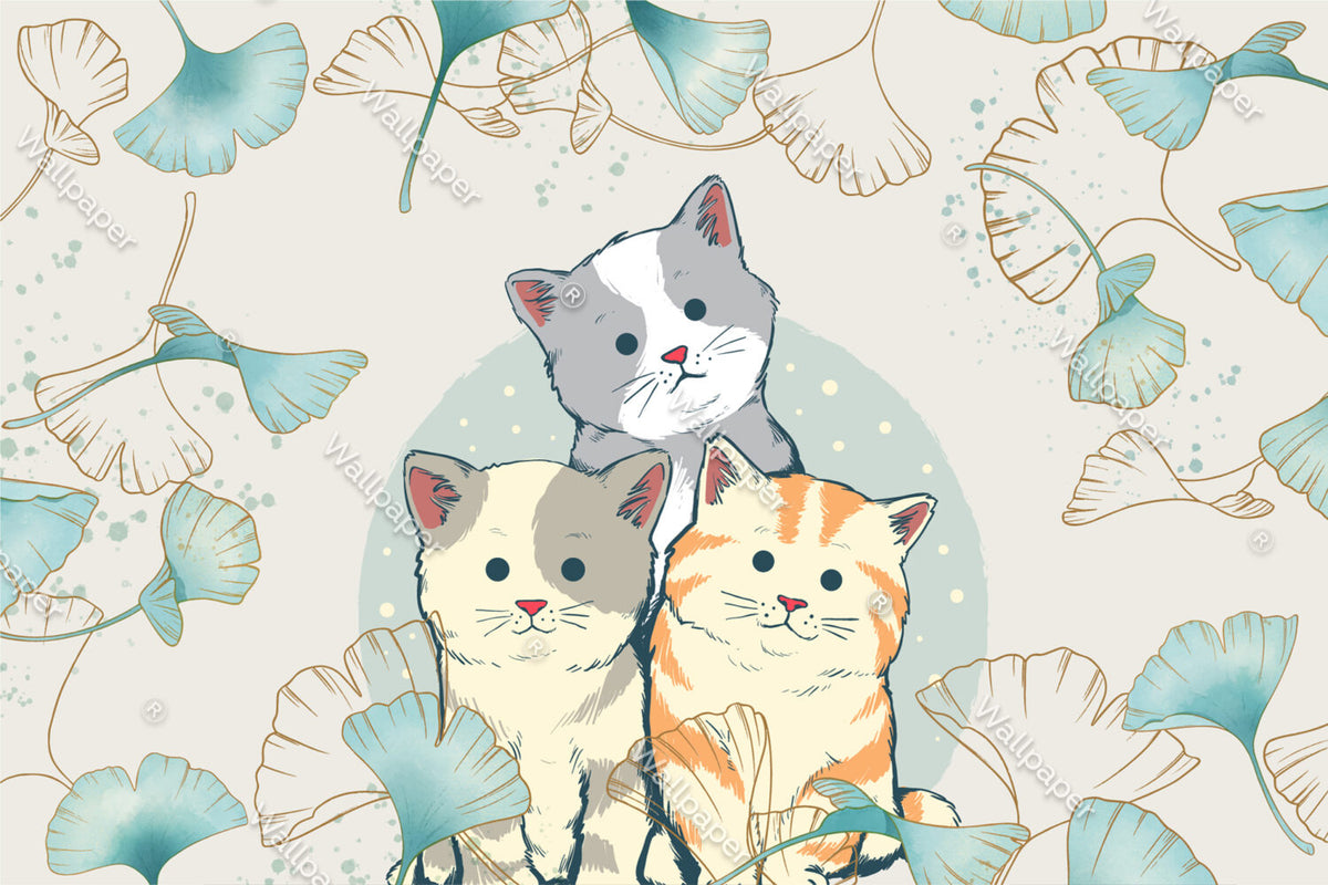 3D Kedi Desenli Duvar Kağıdı Poster