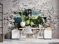 Duvar Kırılması 3D Kahraman Hulk Duvar Kağıdı Poster