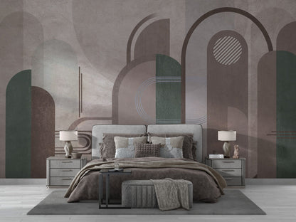 Vizon Tonlarda Boho Geometrik Duvar kağıdı
