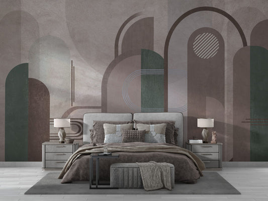 Vizon Tonlarda Boho Geometrik Duvar kağıdı