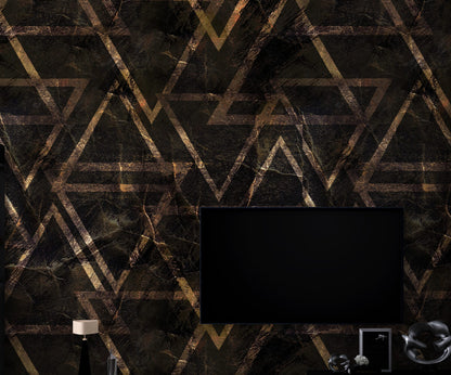 Bronz Renklerde Geometrik Desen Duvar Kağıdı
