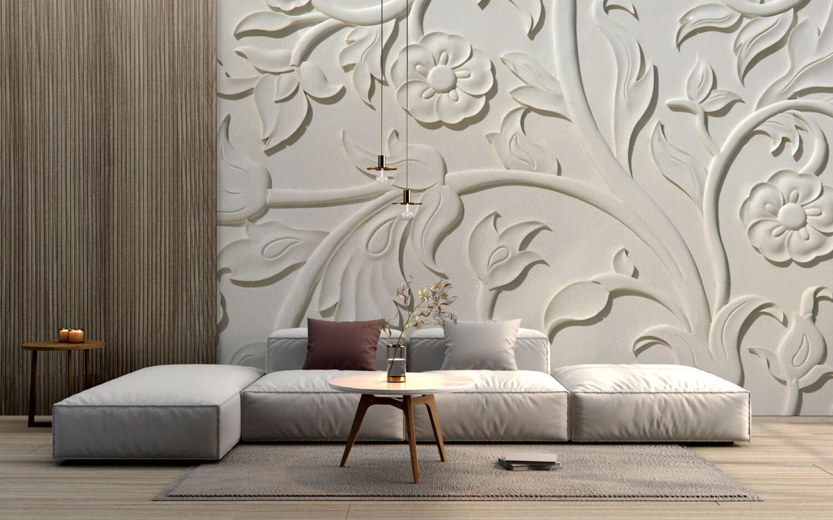 Mermer 3D Kabartma Desenli Duvar Kağıdı Poster