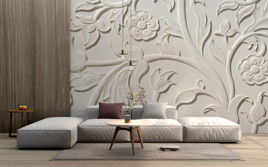 Kabartma Desenli Mermer 3D Duvar Kağıdı