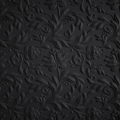 3D Siyah Çiçek Desenleri Duvar Kağıdı