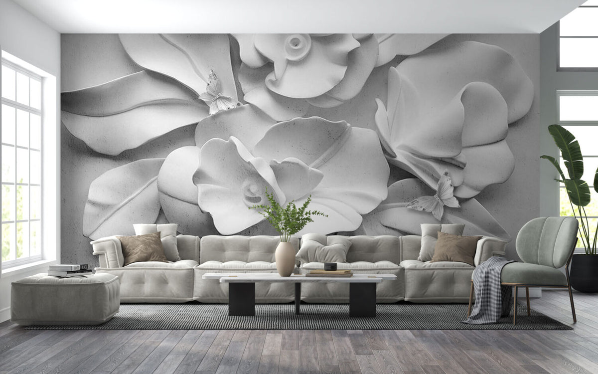Gül Desenli 3D Eskitmeli Soft Duvar Kağıdı Poster