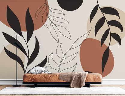 Boho Renk Yapraklar Duvar Kağıdı