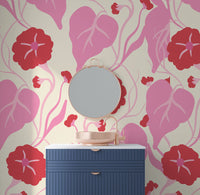 Çiçekler Kırmızı Pembe Duvar Kağıdı Poster