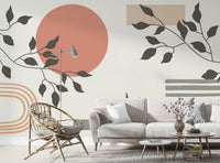 Desenler Bohem Yapraklar Geometrik Duvar Kağıdı Poster