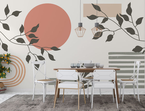 Desenler Bohem Yapraklar Geometrik Duvar Kağıdı Poster
