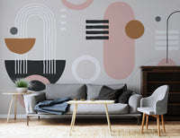 Geometrik Desenler Soft Renklerde Duvar Kağıdı Poster