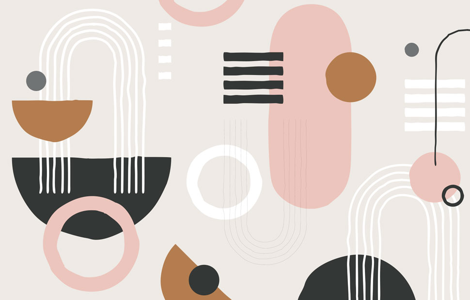 Geometrik Desenler Soft Renklerde Duvar Kağıdı Poster