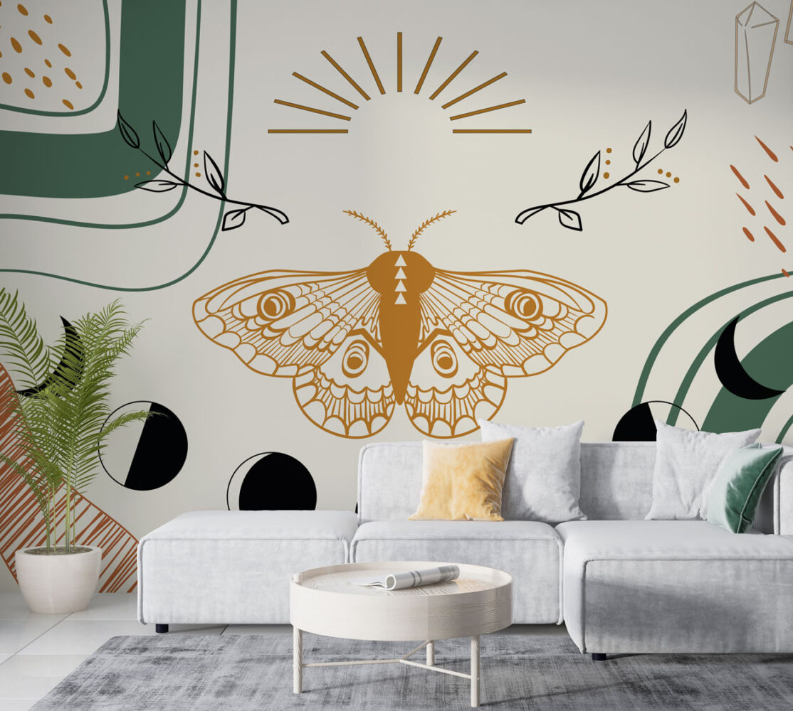 Büyük Kelebek Geometrik Desenler Duvar Kağıdı Poster