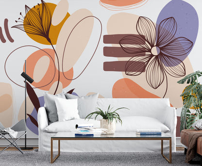 Abstrack Desenler ve Çiçekler Duvar Kağıdı | Duvar Kağıdı Marketi