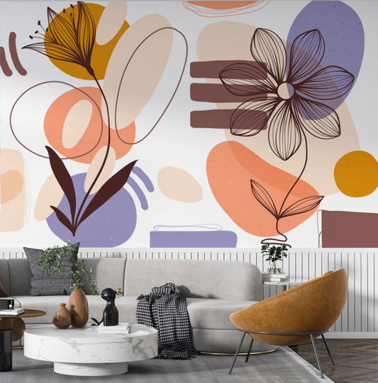 Abstrack Desenler ve Çiçekler Duvar Kağıdı | Duvar Kağıdı Marketi