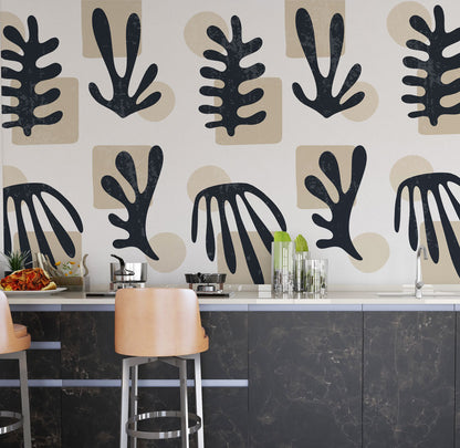 Yaprak Desenleri Modern Stil Duvar Kağıdı