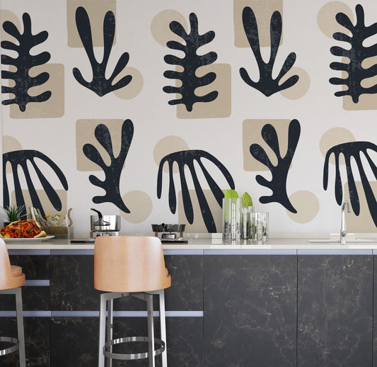 Yaprak Desenleri Modern Stil Duvar Kağıdı