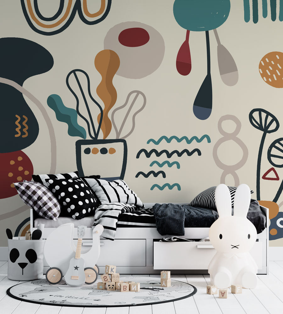 Abstrack Çiçek Desenleri Duvar Kağıdı