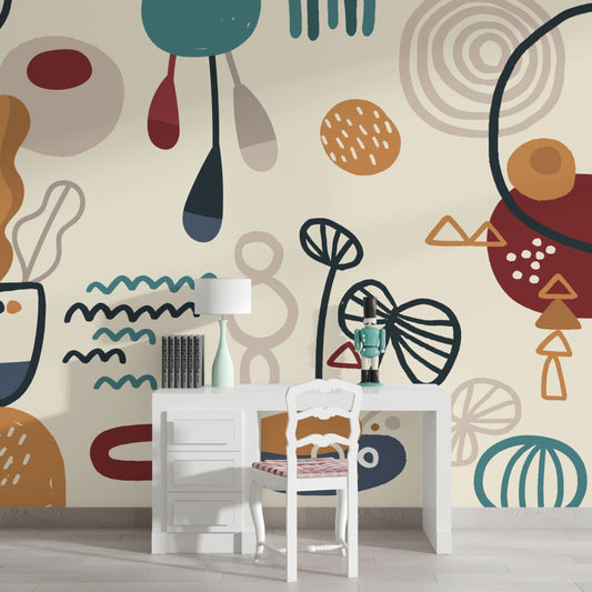 Abstrack Çiçek Desenleri Duvar Kağıdı