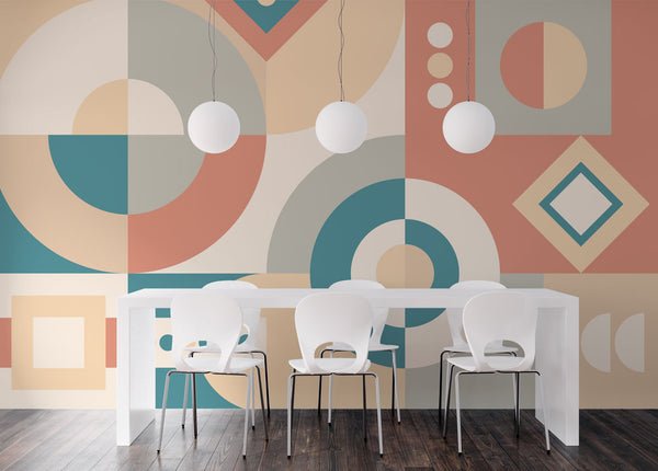 Geometrik Modern Soft Renkte Duvar Kağıdı Poster