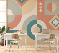 Geometrik Modern Soft Renkte Duvar Kağıdı Poster