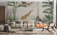 Zebra Desenli Tropikal 3D Zürafa Duvar Kağıdı Poster