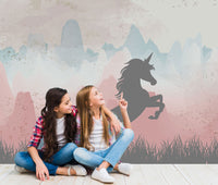 Desenli Şahlanan Unicorn Duvar Kağıdı Poster