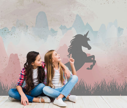 Şahlanan Unicorn Desenli Duvar Kağıdı | Duvar Kağıdı Marketi