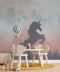 Desenli Şahlanan Unicorn Duvar Kağıdı Poster