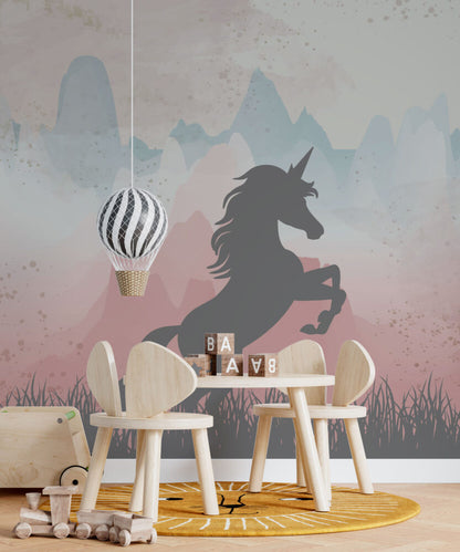 Şahlanan Unicorn Desenli Duvar Kağıdı | Duvar Kağıdı Marketi