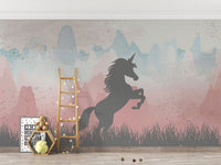 Desenli Şahlanan Unicorn Duvar Kağıdı Poster