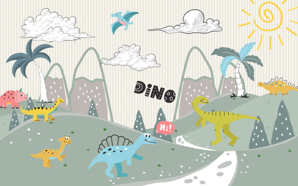 3D Dinozorlar Ormanı Duvar Kağıdı Poster