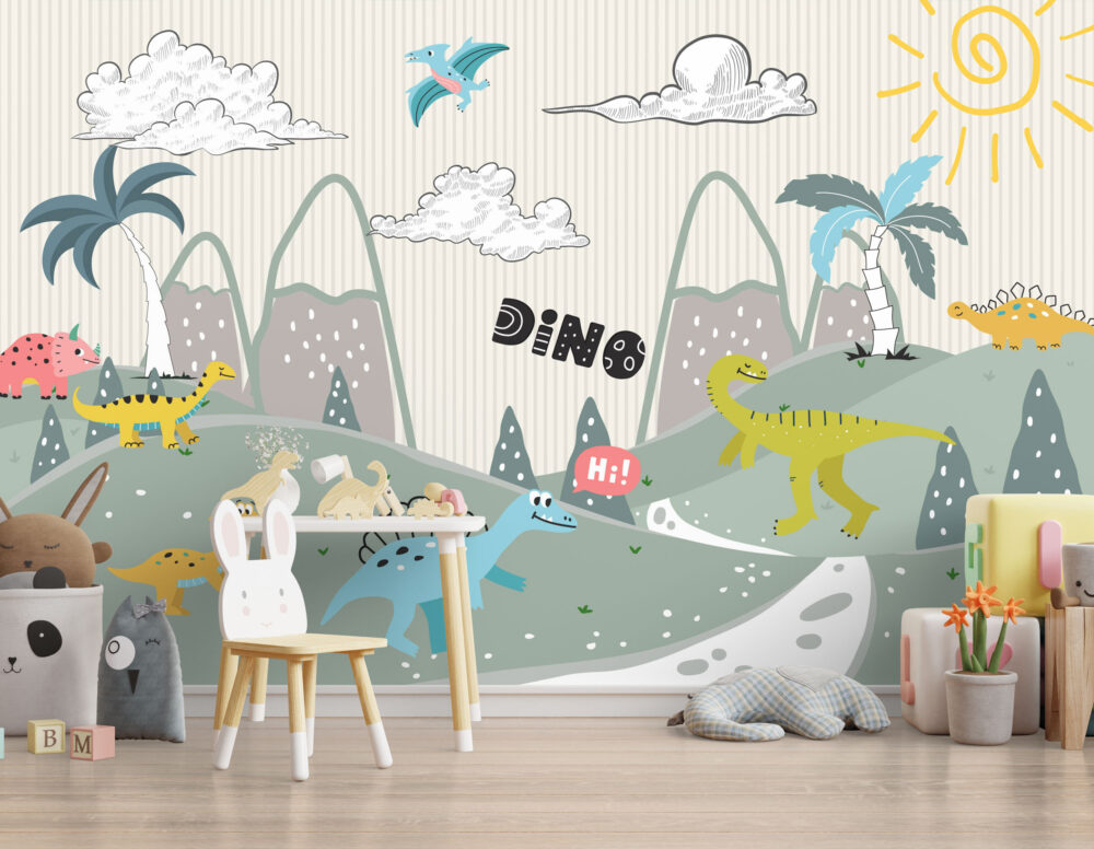 3D Dinozorlar Ormanı Duvar Kağıdı Poster