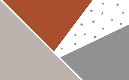 Soft Bordo ve Gri Tonların'da Yıldızlı Geometrik Desenli Çocuk Duvar Kağıdı